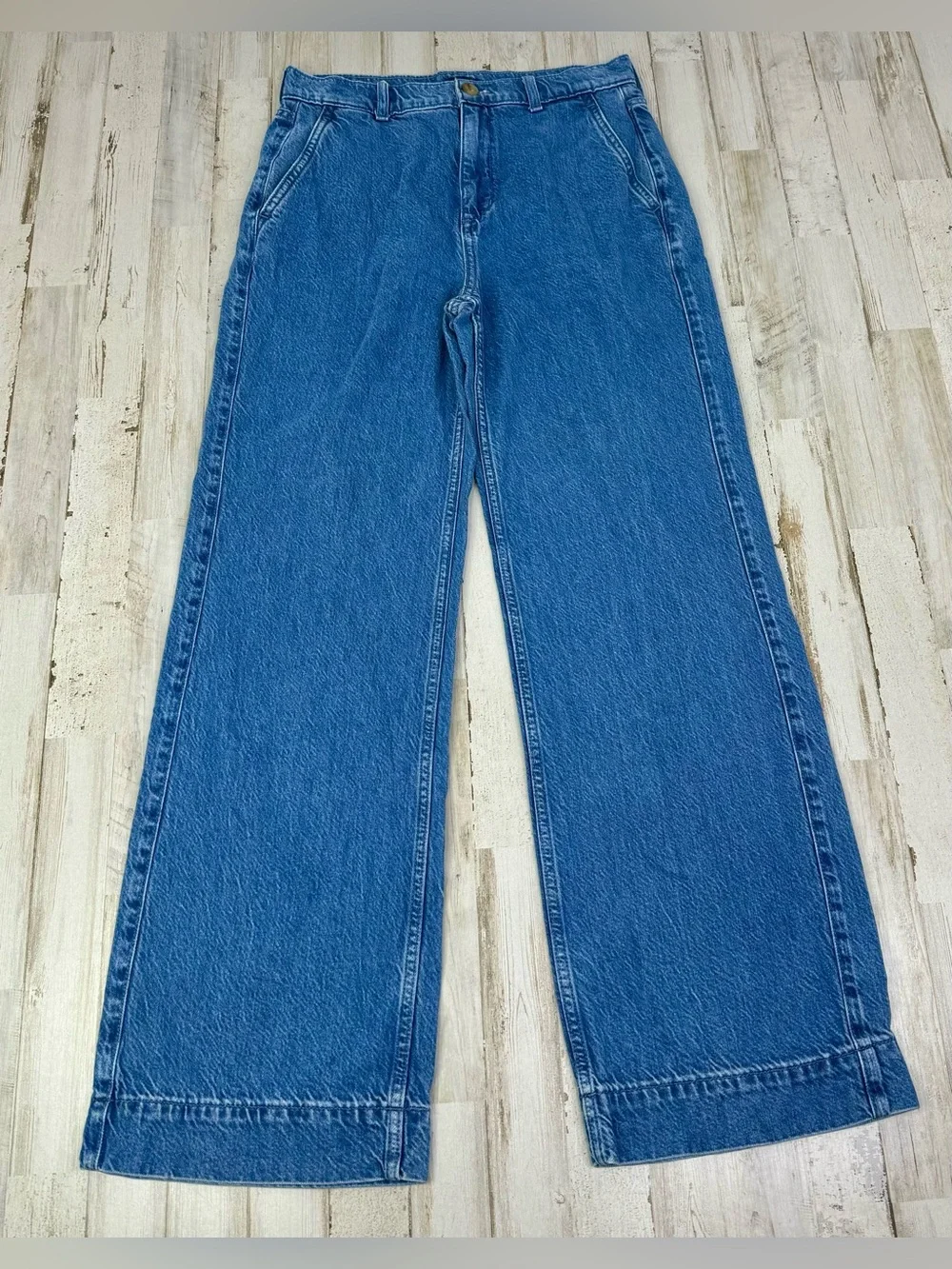 J Crew Women’s Blue Jean 26 (28x30) Wide Leg Denim Mid Rise